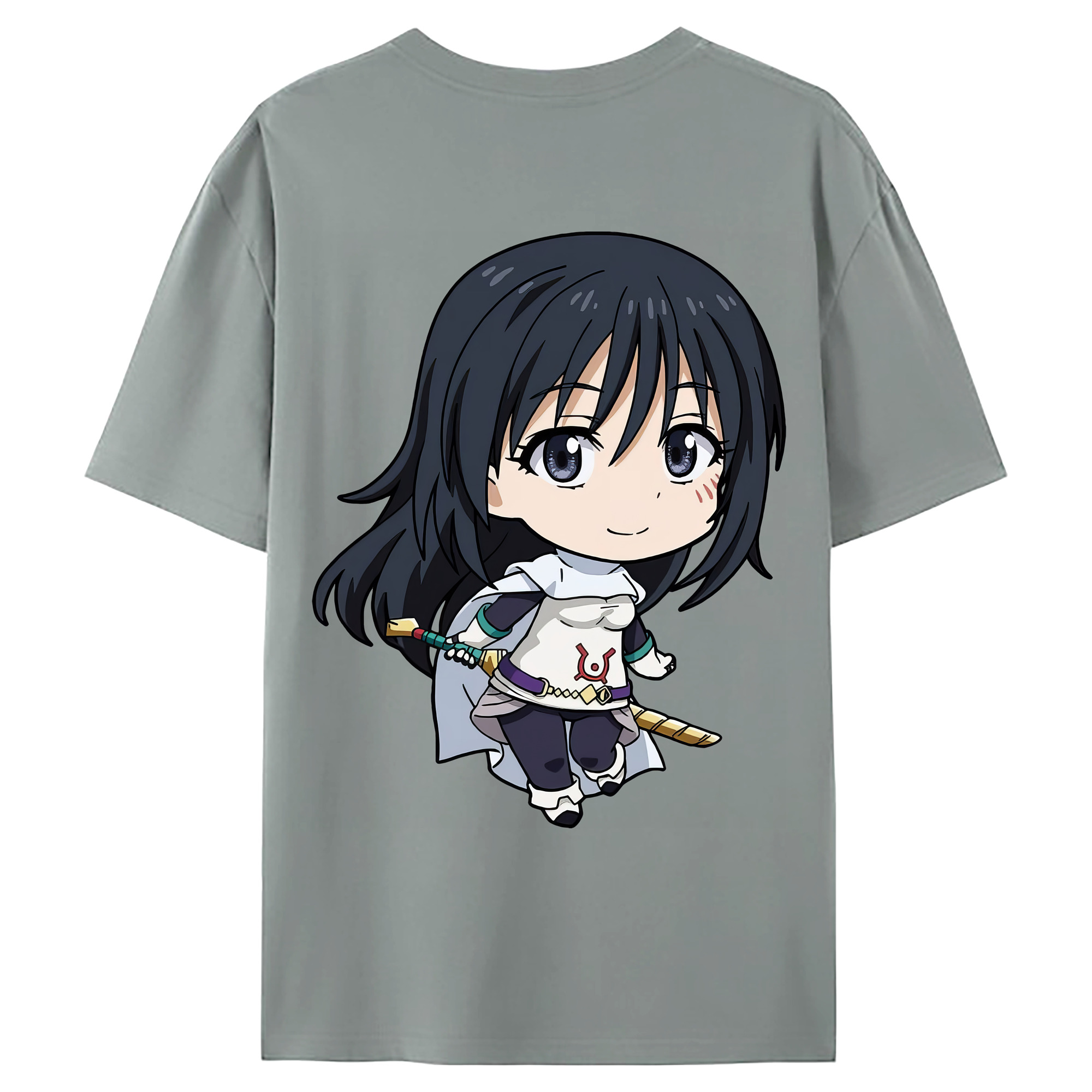 （画像用） 転スラ Regarding Reincarnated to Slime 綿100％ メンズ半袖Tシャツ（バックプリント） 通気性